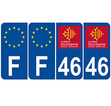 Supstick 4 Stickers Autocollants Plaques Immatriculation Auto Dept 46 Occitanie Bleu Foncé Angles Arrondis