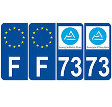 Supstick 4 Stickers Autocollants Plaques Immatriculation Auto Dept 73 Auvergne Rhône Alpes Bleu Foncé Angles Arrondis