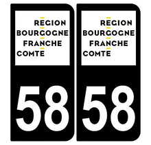 Supstick 2 Stickers Autocollants Plaques Immatriculation Auto Dept 58 Bourgogne Franche Comté Noir Angles Arrondis