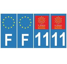 Supstick 4 Stickers Autocollants Plaques Immatriculation Auto Dept 11 Languedoc Roussillon Bleu Clair Angles Carrés