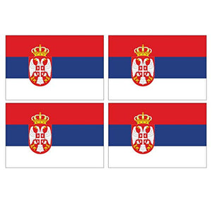 Supstick Lot de 4 Autocollants Stickers Drapeau de Pays Nation Serbie Format 12x8cm