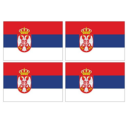 Supstick Lot de 4 Autocollants Stickers Drapeau de Pays Nation Serbie Format 12x8cm