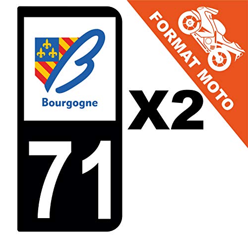 Supstick 2 Stickers Autocollants Plaques Immatriculation Moto Dept 71 Bourgogne Noir 2 Angles Arrondis