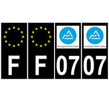 Supstick 4 Stickers Autocollants Plaques Immatriculation Auto Dept 07 Auvergne Rhône Alpes Noir Angles Carrés