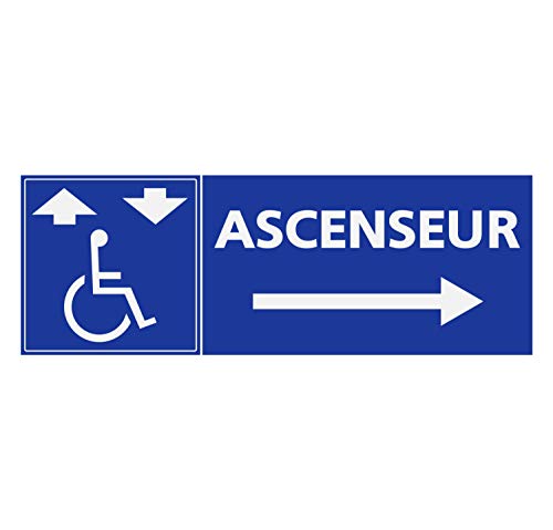 Panneau Rigide Handicapé - Personne à mobilité réduite Ascenseur flèche de Gauche Format rectangulaire 10x30cm épaisseur 3mm