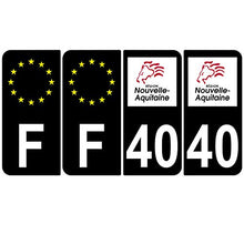 Supstick 4 Stickers Autocollants Plaques Immatriculation Auto Dept 40 Nouvelle Aquitaine Noir Angles Arrondis