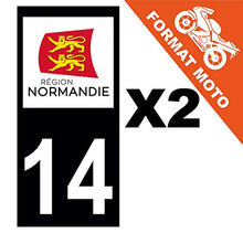 Supstick 2 Stickers Autocollants Plaques Immatriculation Moto Dept 14 Normandie Noir Angles Carrés