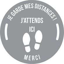 Charger l&#39;image dans la galerie, Lot de 5 Autocollant stickers signalétique stop covid sol antidérapant - respect des distances - format 25x25cm couleur gris
