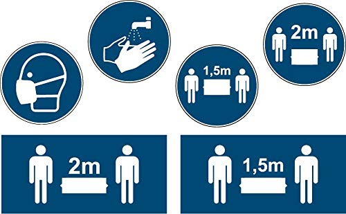 Lot panel d’autocollants stickers signalétique - cercle 30x30cm - rectangle 30x10,5cm couleur bleu marine