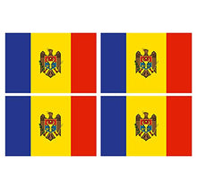 Supstick Lot de 4 Autocollants Stickers Drapeau de Pays Nation Moldavie Format 6x4cm