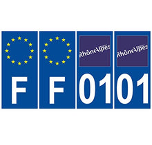 Supstick 4 Stickers Autocollants Plaques Immatriculation Auto Dept 01 Auvergne Rhône Alpes Bleu Foncé Angles Carrés