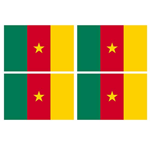Supstick Lot de 4 Autocollants Stickers Drapeau de Pays Nation Cameroun Format 12x8cm