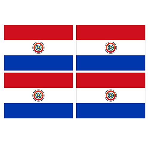 Supstick Lot de 4 Autocollants Stickers Drapeau de Pays Nation Paraguay Format 6x4cm