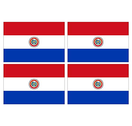Supstick Lot de 4 Autocollants Stickers Drapeau de Pays Nation Paraguay Format 12x8cm