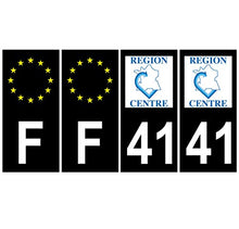 Supstick 4 Stickers Autocollants Plaques Immatriculation Auto Dept 41 Centre Noir Angles Carrés