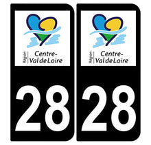 Supstick 2 Stickers Autocollants Plaques Immatriculation Auto Dept 28 Centre Val de Loire Noir Angles Arrondis