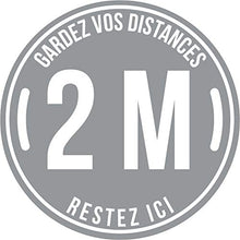 Charger l&#39;image dans la galerie, Lot de 5 Autocollant stickers signalétique stop covid sol antidérapant - gardez vos distances 2m - format 25x25cm couleur gris
