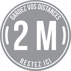 Lot de 5 Autocollant stickers signalétique stop covid sol antidérapant - gardez vos distances 2m - format 25x25cm couleur gris