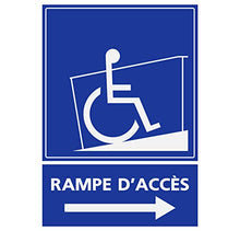 Panneau RigideHandicapé - Personne à mobilité réduite Rampe d’accès flèche Droite 15x20cm épaisseur 3mm
