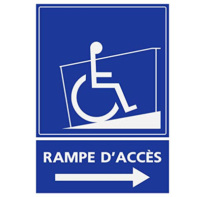 Panneau RigideHandicapé - Personne à mobilité réduite Rampe d’accès flèche Droite 15x20cm épaisseur 3mm