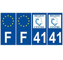 Supstick 4 Stickers Autocollants Plaques Immatriculation Auto Dept 41 Centre Bleu Foncé Angles Carrés