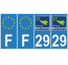 Supstick 4 Stickers Autocollants Plaques Immatriculation Auto Dept 29 Bretagne Bleu Clair Angles Carrés