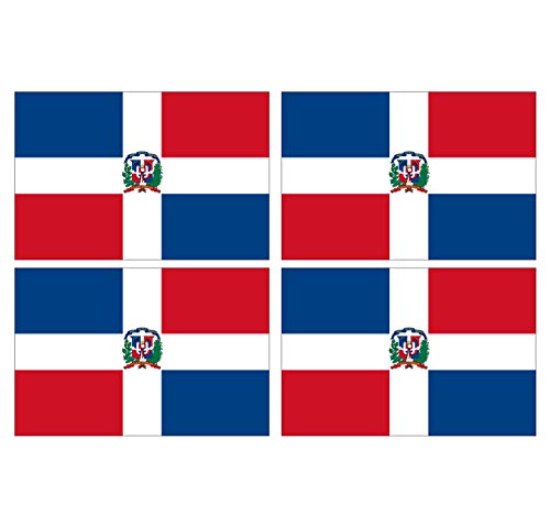 Supstick Lot de 4 Autocollants Stickers Drapeau de Pays Nation république Dominicaine Format 6x4cm