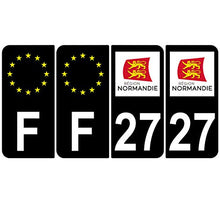 Supstick 4 Stickers Autocollants Plaques Immatriculation Auto Dept 27 Normandie Noir Angles Arrondis
