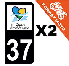 Supstick 2 Stickers Autocollants Plaques Immatriculation Moto Dept 37 Centre Val de Loire Noir 2 Angles Arrondis