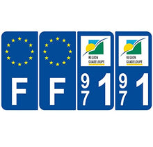 Supstick 4 Stickers Autocollants Plaques Immatriculation Auto Dept 971 Guadeloupe Bleu Foncé Angles Arrondis
