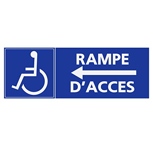 Panneau Rigide Handicapé - Personne à mobilité réduite Rampe d’accès flèche Gauche Format rectangulaire 24x8cm épaisseur 3mm