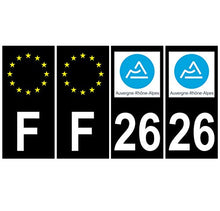 Supstick 4 Stickers Autocollants Plaques Immatriculation Auto Dept 26 Auvergne Rhône Alpes Noir Angles Carrés