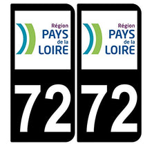 Supstick 2 Stickers Autocollants Plaques Immatriculation Auto Dept 72 Pays de la Loire Noir Angles Arrondis