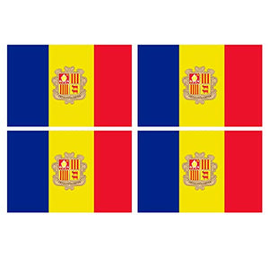 Supstick Lot de 4 Autocollants Stickers Drapeau de Pays Nation Andorre Format 6x4cm