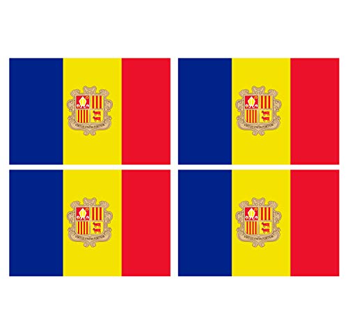 Supstick Lot de 4 Autocollants Stickers Drapeau de Pays Nation Andorre Format 6x4cm