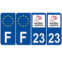 Supstick 4 Stickers Autocollants Plaques Immatriculation Auto Dept 23 Nouvelle Aquitaine Bleu Foncé Angles Arrondis