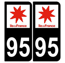 Supstick 2 Stickers Autocollants Plaques Immatriculation Auto Dept 95 Ile de France Noir Angles Arrondis