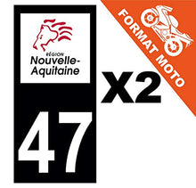 Supstick 2 Stickers Autocollants Plaques Immatriculation Moto Dept 47 Nouvelle Aquitaine Noir Angles Carrés