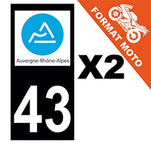 Supstick 2 Stickers Autocollants Plaques Immatriculation Moto Dept 43 Auvergne Rhône Alpes Noir Angles Carrés
