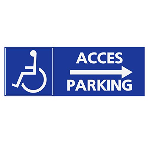 Supstick Autocollants Stickers Handicapé - Personne à mobilité réduite accès Parking flèche Gauche Format rectangulaire 12x4cm