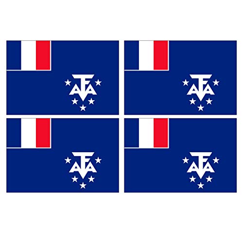 Supstick Lot de 4 Autocollants Stickers Drapeau de Pays Nation Territoire français du sud Format 6x4cm