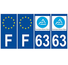 Supstick 4 Stickers Autocollants Plaques Immatriculation Auto Dept 63 Auvergne Rhône Alpes Bleu Foncé Angles Carrés