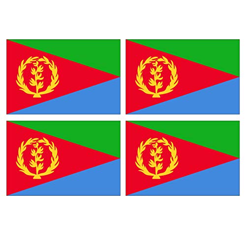 Supstick Lot de 4 Autocollants Stickers Drapeau de Pays Nation erythrée Format 6x4cm