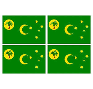 Supstick Lot de 4 Autocollants Stickers Drapeau de Pays Nation iles Coco Format 6x4cm