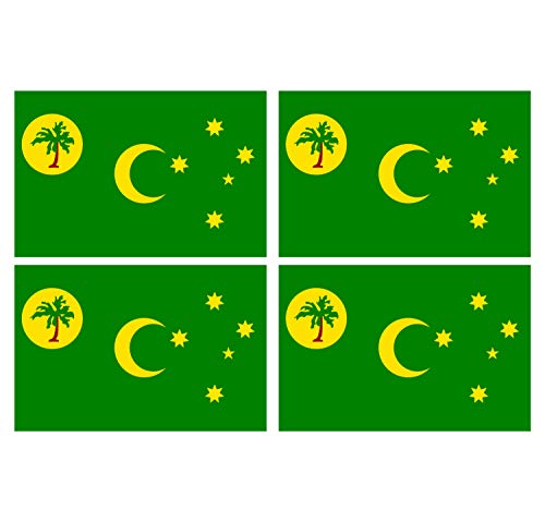 Supstick Lot de 4 Autocollants Stickers Drapeau de Pays Nation iles Coco Format 12x8cm