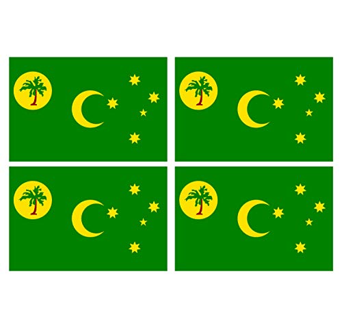 Supstick Lot de 4 Autocollants Stickers Drapeau de Pays Nation iles Coco Format 12x8cm