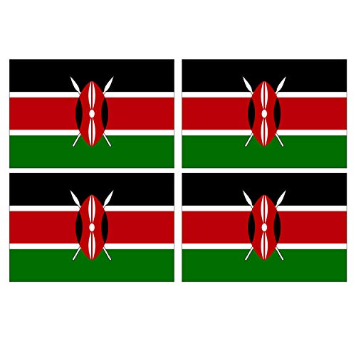 Supstick Lot de 4 Autocollants Stickers Drapeau de Pays Nation Kenya Format 6x4cm