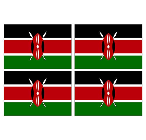 Supstick Lot de 4 Autocollants Stickers Drapeau de Pays Nation Kenya Format 12x8cm
