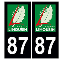 Supstick 2 Stickers Autocollants Plaques Immatriculation Auto Dept 87 Limousin Noir Angles Carrés