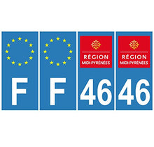 Supstick 4 Stickers Autocollants Plaques Immatriculation Auto Dept 46 Midi Pyrénées Bleu Clair Angles Carrés